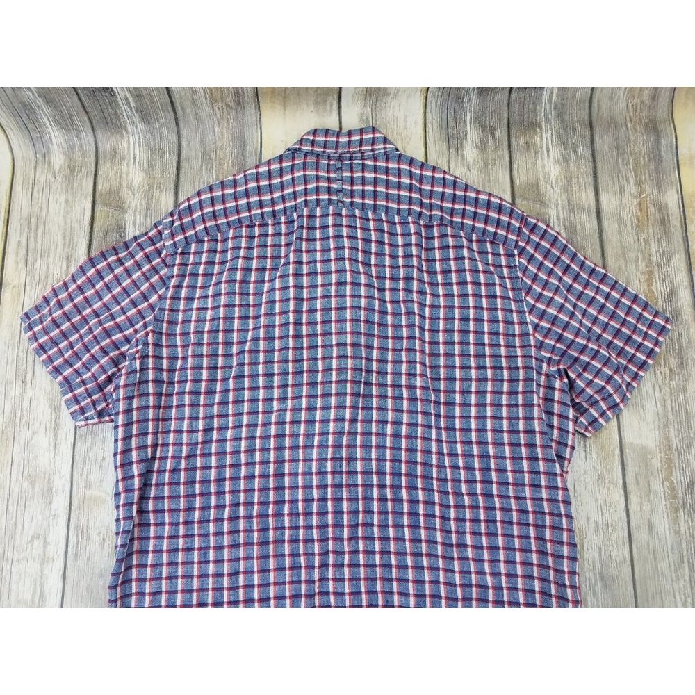 Banana Republic Button Up Shirt Mens Size L Plaid Short Sleeves Camden Fit Linen - Picture 10 of 11